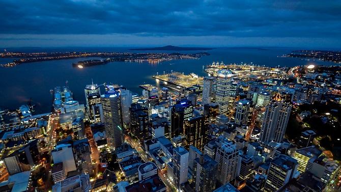 View of Auckland city at night