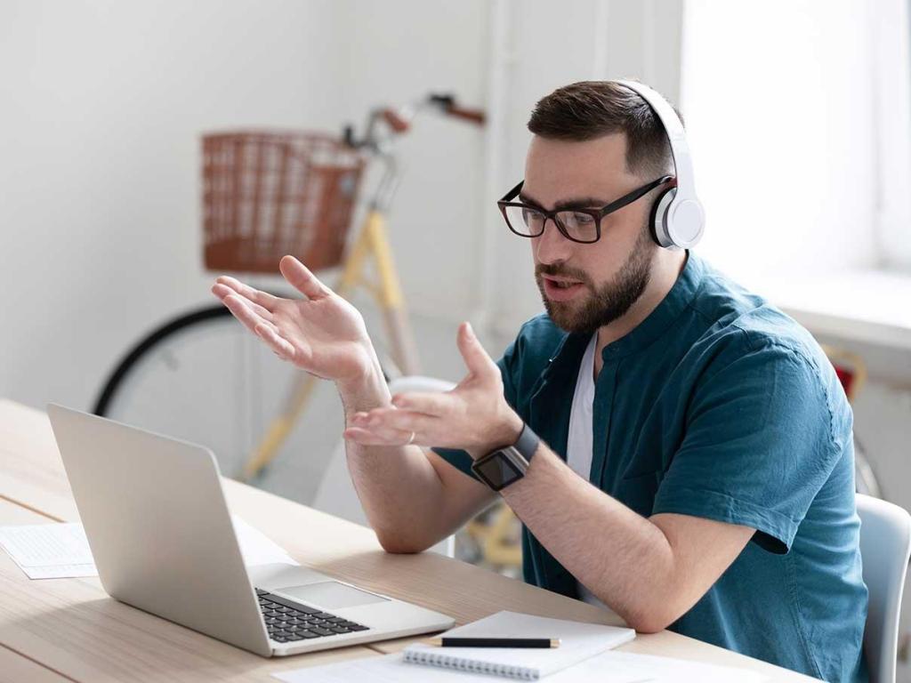 Male in an online meeting