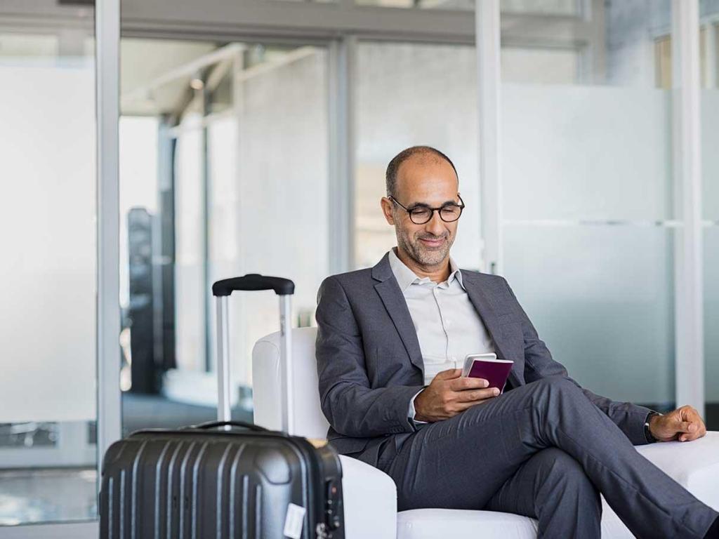 Male waiting with suitcase