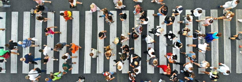 Busy pedestrian crossing