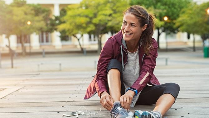 Female staying active while travelling