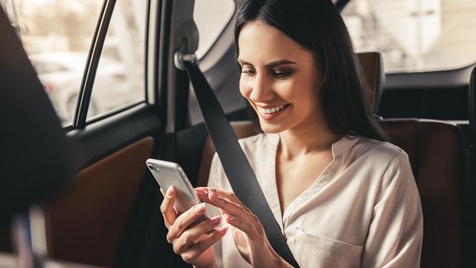 Lady in car on phone