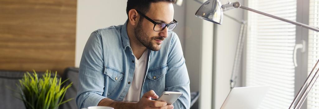 Male working from home